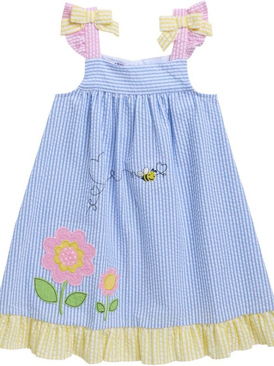 Blueberi Boulevard Other - Blueberi Boulevard Girls Size 4T Seersucker Applique Sundress